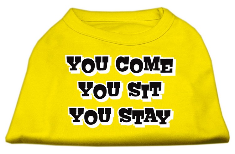 You Come, You Sit, You Stay Screen Print Shirts Yellow XXL